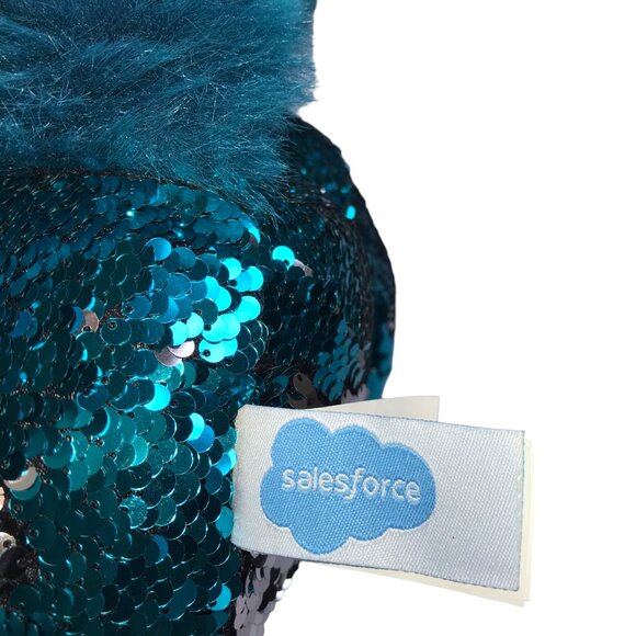 New SALESFORCE ANNIVERSARY Sequin Plush Doll, Astro, Blue / Silver.  Large.  16" - Picture 7 of 14